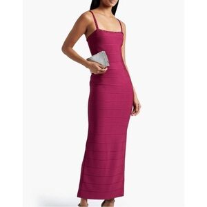 NWOT Herve Leger Solid Bandage Sheath Gown Swarovski Crystals size XS reg $1390
